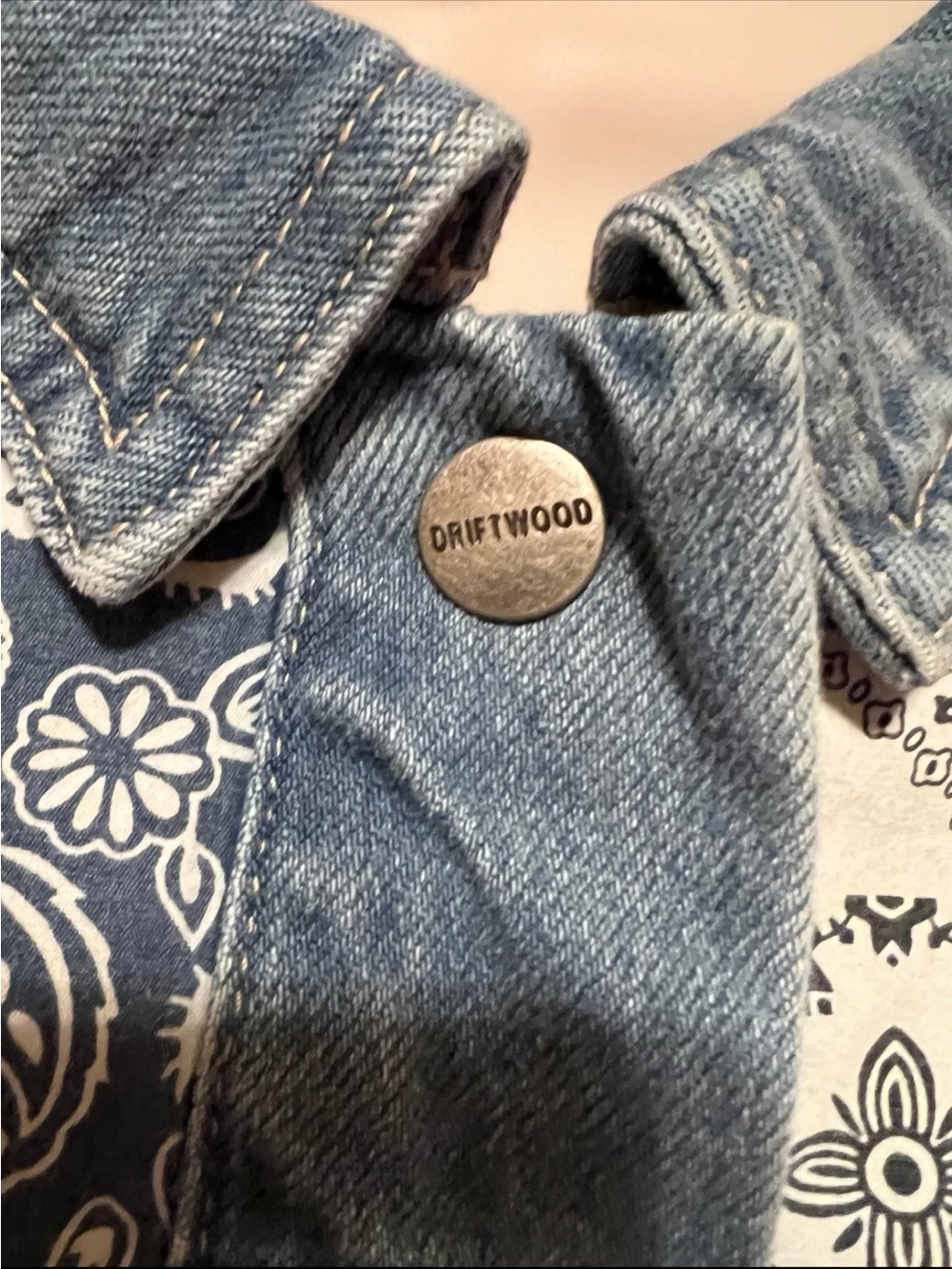 DRIFTWOOD Patchwork Bandana Denim Jacket - Blue & Red - Picture 2 of 5